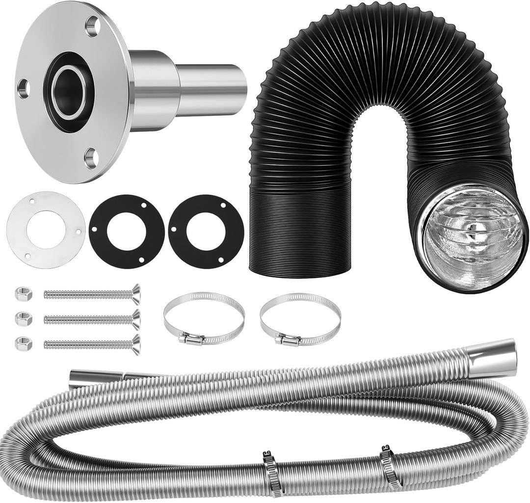 Honoson 79 25mm Universal Stainless Steel Exhaust Pipe Diesel Parking Air Heater Straight Thru Hull Exhaust Skin Fitting 24mm Tube Pipe Socket Hardware 3 Inch 16 ft Air Ducting for Car Vehicle Truck