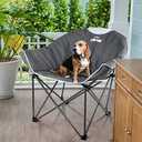 OUTDOOR LIVING SUNTIME Sofa Chair, Oversize Padded Moon Leisure Portable Stable Comfortable Folding Chair for Camping, Hiking, Carry Bag (Grey)