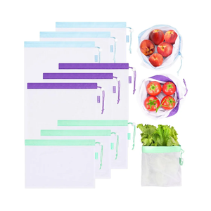 9-Pack Reusable Produce Bags & Vegetable Bags – Heavy Duty Washable Mesh Grocery Bag with Drawstring Closure, Eco-Friendly Storage for Farmers Market, Groceries, Beach & Fridge (L, M, S)