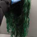 Long Curly Wavy Green Wig for Women Natural Ombre Fluffy Synthetic Hair for Costume Cosplay Halloween Party