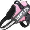 MUMUPET Service Dog Harness with 3M Reflective Safety, Easy Adjust & No-Pull Design - Breathable Nylon Handle for Small/Medium/Large Dogs (Small (Pack of 1), Pink)