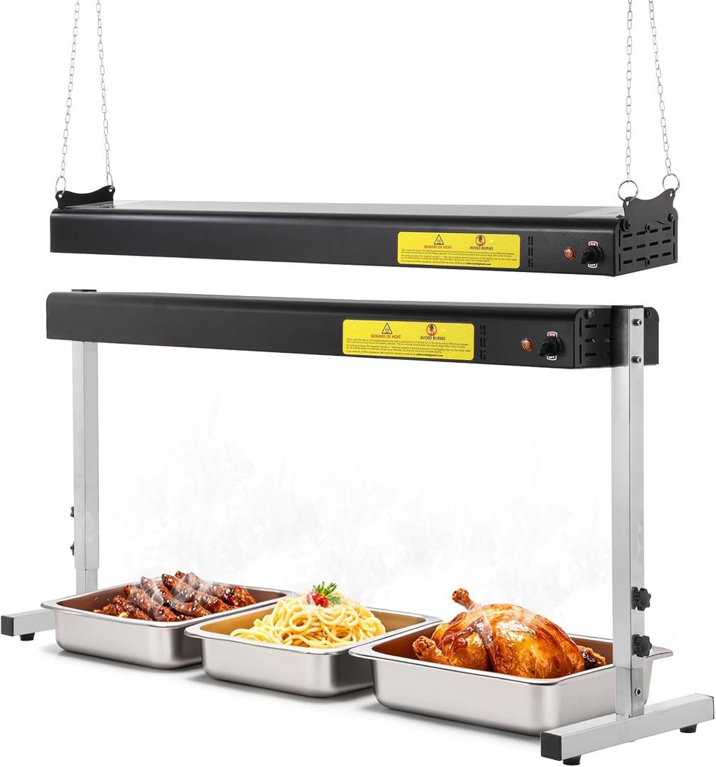 36-Inch Food Heat Lamp, 1000W Commercial Food Warmer Electric Strip Heater Overhead Stainless Steel Catering Heating Lamp for Buffet Restaurant Parties Kitchen, Black 115V