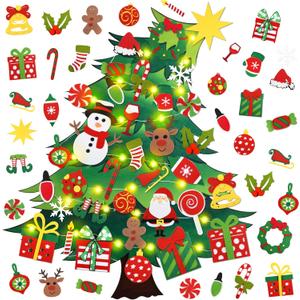 Felt Christmas Tree with Advent Calendar Set 3.3Ft Felt Tree Kit for Kids Wall Countdown for Christmas Day Xmas Tree Ornaments Handmade Christmas Gift Decorations