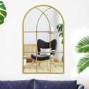 ironsmithn Gold Arched Mirror, 41.3"x24" Windowpane Mirrors, Window Finished Metal Mirror, Black Grid Mirrors for Decor Living Room Fireplace Entryway Bedroom Hallyway