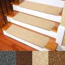 Carpet Stair Treads Non-Slip Bullnose Carpet for Stairs Indoor Stair Pads Self-Adhesive & Easy Installation Pet & Child Friendly Skid Resistant & Washable 14- Pack Beige 9.5" x 30"x 1.3, Set of 14