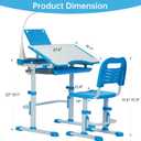 Real Relax Kids Desk and Chair Set, Children's Multifunctional School Tables with Tilt Desktop, LED Light, Metal Hook Blue, Onesize