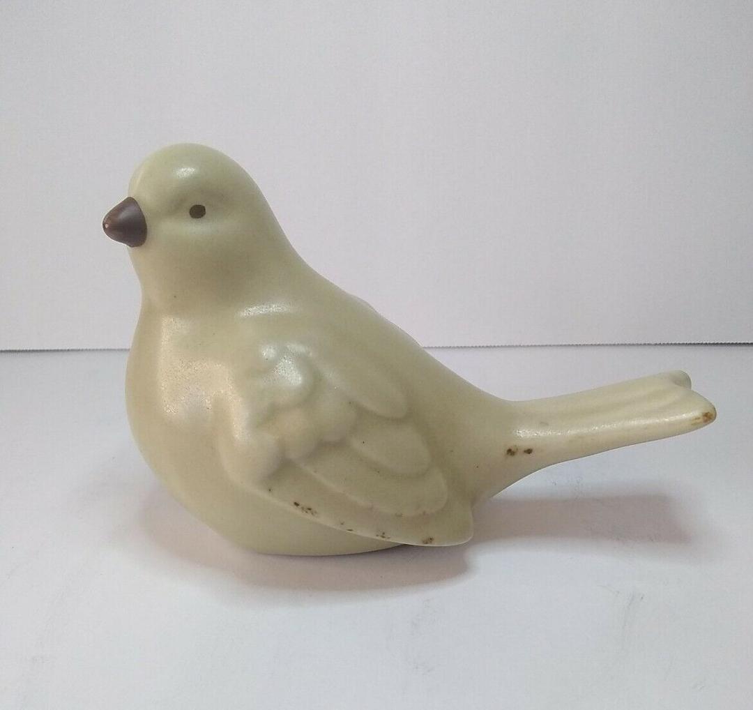 Cream Color Porcelain Bisque Bird Figurine Beige