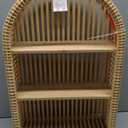 Rattan Wall Shelf - 3 Tier Boho Arch Hanging Shelves Handcraft Floating Shelf for Bathroom Living Room Wall Decor, 15.75" x 23.62"