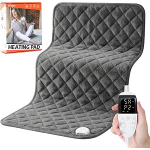 Extra Large Heating Pad for Back,32"x20" Electric Heating Pad for Neck,Shoulder,Leg,Knee&Menstrual Cramp Pain Relief,6 Heat Settings&10 Auto-Off Timers,Machine Washable,Gifts for Lover (Gray)