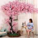 Artificial Cherry Blossomtree Handmade with Cherry Blossom Branches for Indoor Landscaping Wedding Decorations Outdoor Hotel Decoration (001, H3.9ftxL3.2ft)