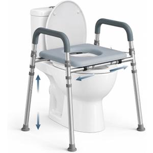 Loyoda Toilet Seat Riser with Handles, Raised Toilet Seat for Seniors with Adjustable Height & Width, 400 lb Capacity Handicap Elevated Toilet Seat for Elderly, Pregnant, Fit Any Toilet