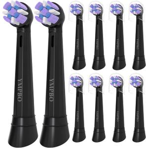 YMPBO Toothbrush Replacement Heads Compatible with Oral B iO 10 9 8 7 6 5 4 3 Series Electric Toothbrush, 10 Pack Brush Heads, Black