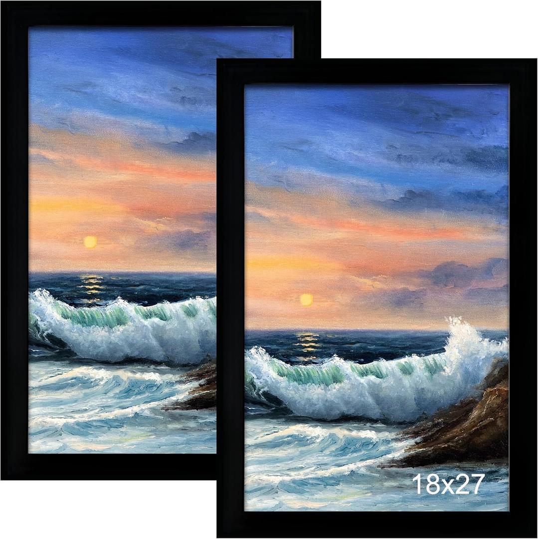 LUCKYLIFE 18x27 Picture Frame, Wall Hanging Poster Frames, Display Pictures 18 x 27 without Mat, Pack of 2, Black
