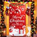 2 x Christmas Door Cover Decorations 35x71 Inch Merry Christmas Door Covers for Front Door Xmas Banner Decorative Ball Photo Booth Props Backdrop for New Year Holiday House Party Sign Supplies with 19.68 Ft Ribbon