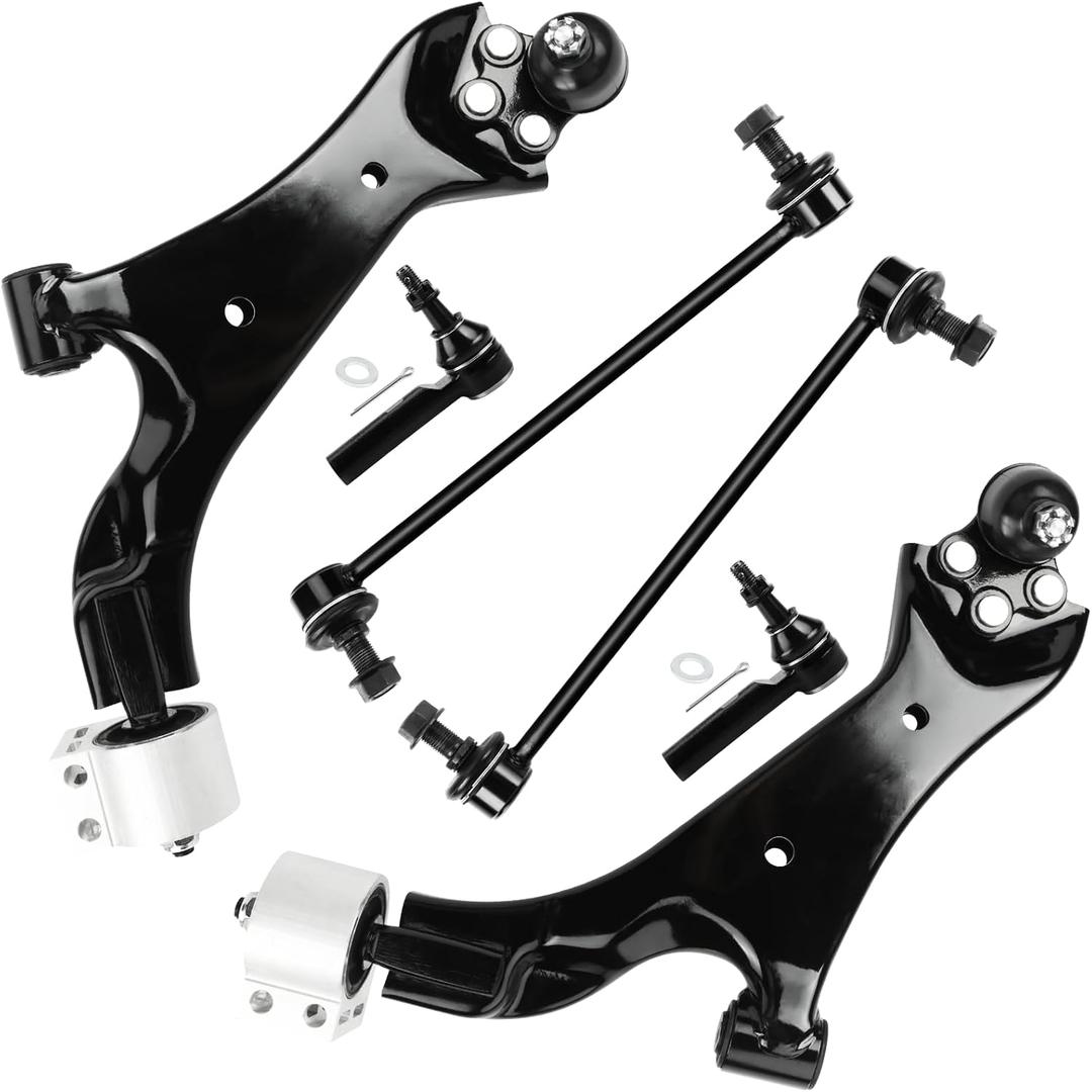 LCWRGS 6pc Front Suspension Kit for 2010-2017 Chevy Equinox, 2010-2017 GMC Terrain, 2 Lower Control Arms w/Ball Joints 2 Sway Bar Links 2 Outer Tie Rods 524-157 524-158