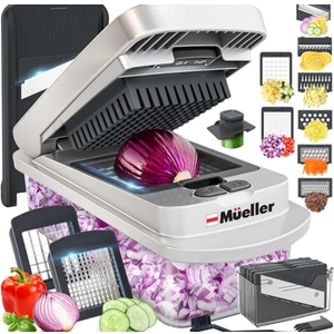 Mueller Pro-Series 10-in-1, 8 Blade Vegetable Chopper, Onion Mincer, Cutter, Dicer, Egg Slicer with Container, French Fry Cutter Potatoe Slicer, Home Essentials & Kitchen Gadgets, Salad Chopper
