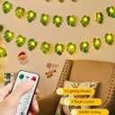Minetom Monstera Leaf String Lights Battery Operated: 20 LED Tropical Artificial Rattan Palm Green Leaves with Remote Control - Hanging Vine Greenery for Hawaiian Beach Theme Party Summer Decoration