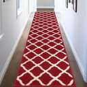 SHACOS Hallway Runner Rug 2x8 ft Washable Christmas Kitchen Runner Rugs Non Slip Rubber Backing Rug Runner Entryway Runner Laundry Room Floor Mat Trellis Carpet Runners, Red