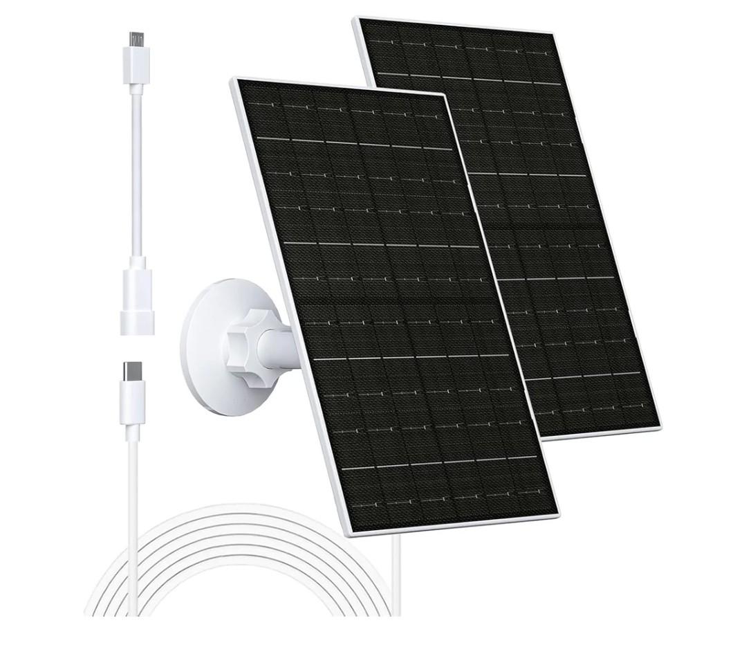 Zivif 7W Solar Panel for Security Camera, Compatible with Eufycam 2C/2C Pro/2/2 Pro/E20/E40/E, Solar Panel Charger with USBC Port, with Micro USB Connector (2 Pack)
