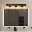 Modern Bathroom Vanity Light 4-Lights Modern Black Crystal Wall Light Bathroom Vanity Light Fixtures