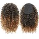 YXCHERISHAIR Ponytail Extension,Curly Wavy Ponytail Ombre Drawstring Ponytail Hair Extensions for Women Natural Wavy Synthetic Hairpiece for African Women Daily Use party(T1B/30, 14inch)