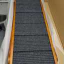 Adjustable Dog Ramp for Bed - Foldable Wooden Ramp for Dogs to Get on Bed, Couch, or Car with 13.4" Wide Walking Space (Walnut Wood with Gray Carpet, Medium)