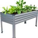 482430in Galvanized Raised Garden Bed,Metal Elevated Planter Box with Legs for Patio,Balcony,Backyard,300lb Capacity,Silver