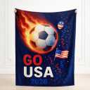 Go USA Soccer Throw Blanket, Patriotic Football Fan Blanket 2026, Soft Flannel Game Day Blanket for Couch Bed, Gift for Men Women Kids