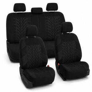 FH Group Full Set Travel Master Car Seat Covers, Airbag and Split Rear Car Seat Cover Universal Fit Interior Accessories for Cars Trucks SUV, Automotive Seat Covers,Black
