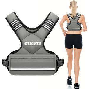 Adjustable Weighted Vest Woman Men, 6-12lb/12-18lb/20-32lb Weight Vest with 6 Ironsand Weights for Strength Training Rucking Running Walking Fitness Workout (Grey)