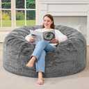 Hobestluk Bean Bag Chairs Adult Bean Bags with Fluffy Cover, Large Beanbag Chair with Filler Giant Bean Bag Chairs for Adults for Living Room, Bedroom (Light Grey, 4FT - 44 x 44 x 24)