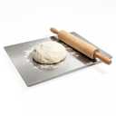 Large Stainless Steel Cutting Board with Lip for Kitchen - L-Shaped Double Sided Metal Chopping Board with Counter Edge for Meat, Fruits, Vegetables, Kneading Bread Dough Baking (19.7x15.7Inch)
