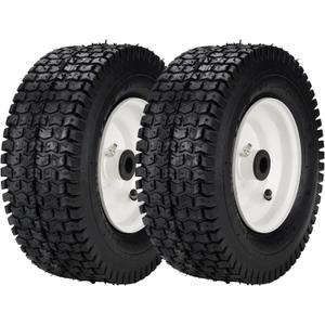 13x5.00-6 Tractor Turf Tire with Rim Pneumatic 4pr with Tube Fits Lawn Mower, Outdoor Equipment, Hub Length-3", Bore ID-3/4", Max Load-300lbs, Set of 2