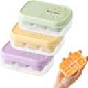 3-pack mini ice cube tray with lid and bin - 6-cubes each,easy remove and stackable, small ice cube trays for mini fridge, for coffee and personal use