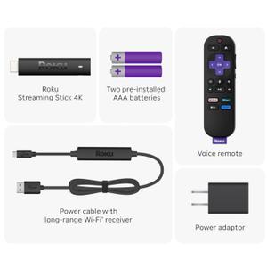 Roku Streaming Stick 4K - HDR & Dolby Vision Roku Streaming Device for TV with Voice Remote & Long-Range Wi-Fi - Free & Live TV