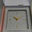 Driini Modern Mid Century Desk & Shelf Clock (Gray and Gold) - Battery Operated with Silent, Analog Movement  Small Tabletop Clocks for Office  Perfect for Mantle, End Table, Desktop or Nightstand (Cement)