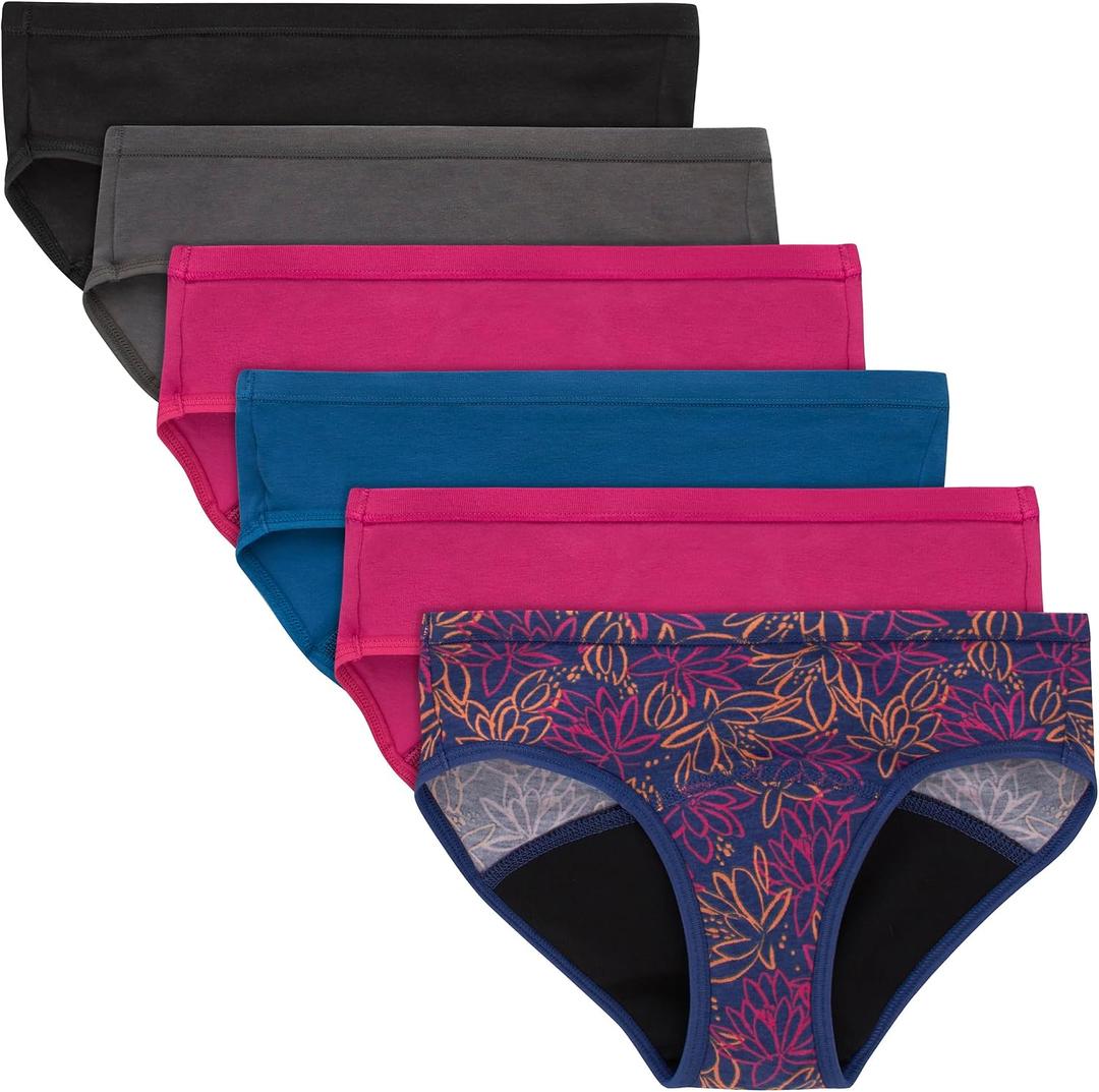 Hanes Girls' Period Underwear Boxer Briefs, Comfort Period Boxer Brief Panties for Girls, Moderate Protection, 10