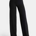 Sunzel Women's Butt Lifting Wide Leg Yoga Pants High Waist Tummy Control No Front Seam Straight Leg Workout Gym Bottoms (Black, L)