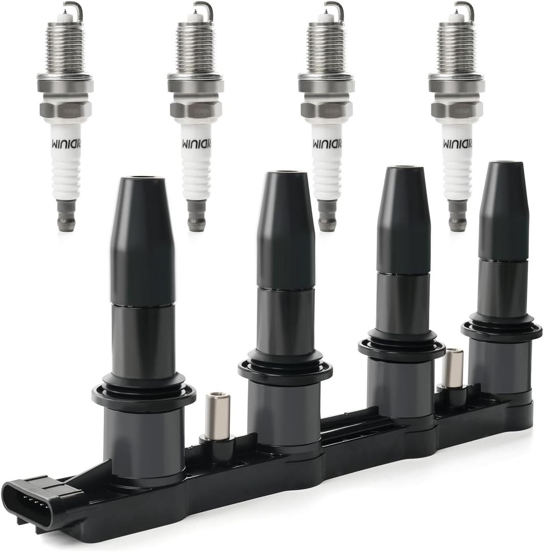 Ignition Coil Pack & 4 PCS Iridium Spark Plugs Compatible with 1.6L 1.8L 2011-2015 Chevy Cruze, 2012-2018 Sonic, 2009-2011 Aveo, 2009-2011 Aveo5, 2009-2010 Pontiac G3 Replace UF620 & 4504