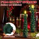 Funtery 6 Pcs LED Christmas Tree Flameless Taper Candles Real Wax Battery Operated Candlestick Lights with 3D Flame and Remote Timer Window Fireplace(Gold Edge,Christmas Tree)