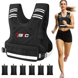 TB3C Adjustable Weighted Vest for Women - 04-10lb Vest with 6 Ironsand Weights for Strength Training,Body Weight Vest Exercise Set for Running, Walking and Home Workouts