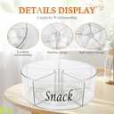 Snack Bar Station Bins, Transparent Rotating Snack Storage Pantry for Office Party Kitchen Cabinets Table, Snacks Basket Organizer, Snacks Holder Shelf, Carousel Storage for Food, Spices, Cosmetics