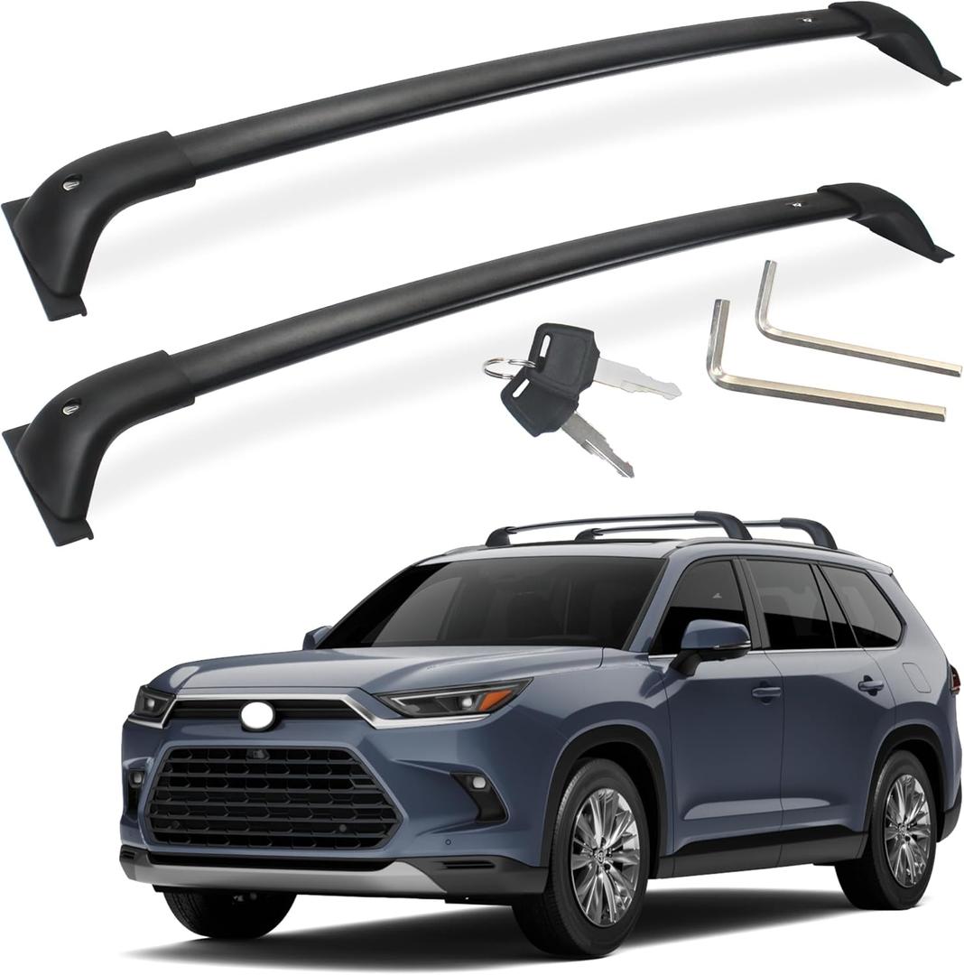 Autekcomma Heavy Duty Black Upgraded Roof Rack Crossbar Compatible for Toyota Grand Highlander Lexus TX 2024up All Grades.Max 260lb Loading Capacity with Metal Lockable Anti -Theft Locking Mechanism