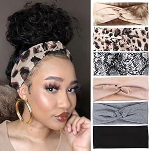 XTREND 6 Pcs Women's Headbands Twisted Cross Elastic Hairbands Yoga Workout Non-Slip Sweat Soft Headbands Solid Color Simple Versatile Hair Accessory Head bands