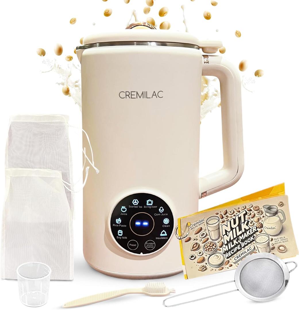 8 in 1 Nut Milk Maker, 34oz Automatic Soybean Machine for Almonds, Soy, Non Dairy Beverages, Plant Based Milk, Homemade Almond Oat, With Delay Start/Keep Warm/Self-Cleaning/Boil Water