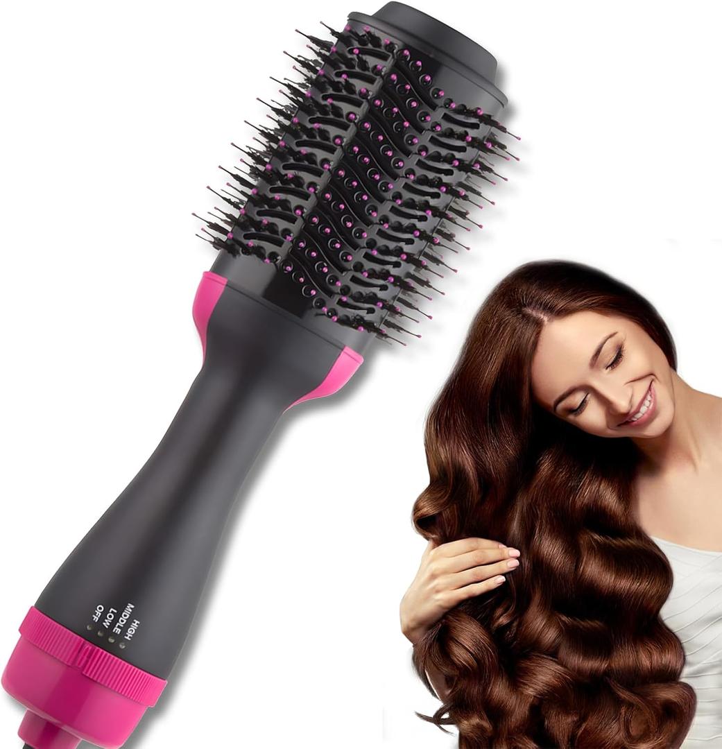 Hair Dryer Brush Blow Dryer in One, Upgraded 4 in 1 Hair Drying Hair Blowout Brush,One Step Hair Dryer and Styler Hot Air Hair Negative Ion Antifrizz Straightener and Curling Wand
