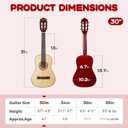 30" Wood Acoustic Guitar with Case,guitar book and Accessories for Kids/Girls/Boys/Beginners (Natural)