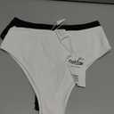 Kepblom Women's High Waisted Bikini Bottom - High Cut Cheeky Rave Bottoms for Beach, Swimming Pool,Rave Festivals, Small