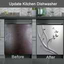 Metal Silver Leaf Vines Magnetic Panel Decal,Gray Stainless Steel Texture Dishwasher Cover,Dishwasher Sticker Kitchen Art Fridge Door Skin,Dishwasher Magnet Cover Home Decor Decal,Vinyl Sticker, 23W x 26H