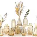 UPBUD Amber Glass Bud Vases Set of 12, Gold Mini Flower Vase for Centerpieces, Small Vases in Bulk for Wedding Decorations, Vintage Vase for Table, Recepetion, Home DÃ©cor